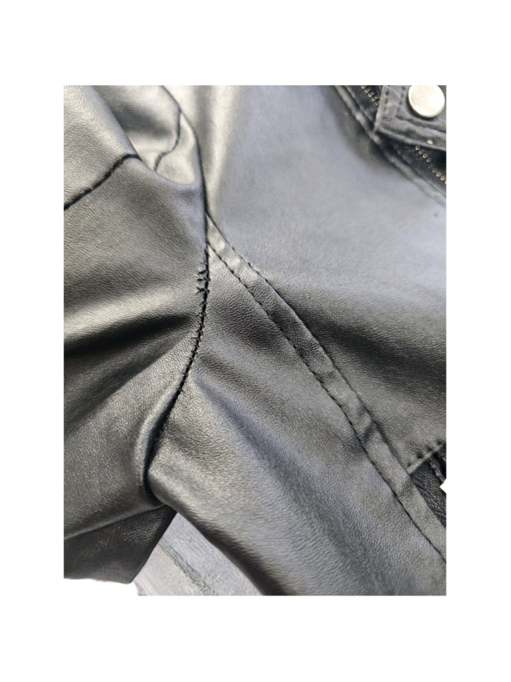 Women’s Black Faux Leather Moto Jacket Cropped Biker Zip Up Punk Rock Size S - Picture 16 of 16